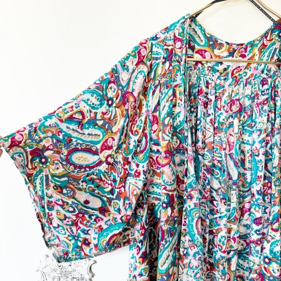 Volcom Colorful Floral Paisley Kimono Boho Beach M/L - Picture 3 of 8
